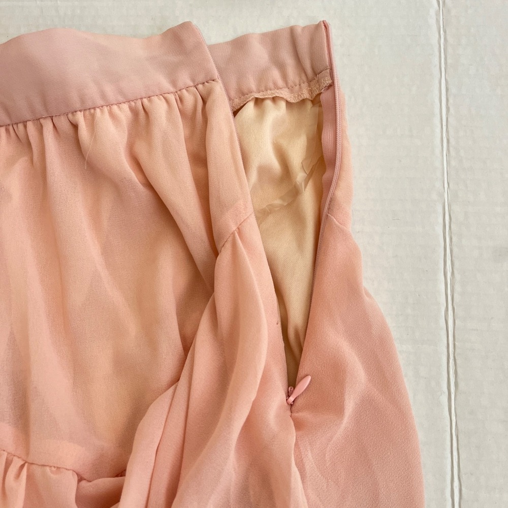 Boohoo Tiered Maxi Skirt 2 Pink Boho Ruffle Romantic Ethereal Fairy Feminine - Picture 7 of 11